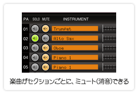 楽曲がセクションごとに、ミュート（消音）できる